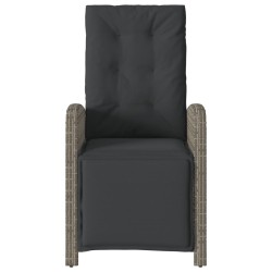 Chaise inclinable de jardin et repose-pied gris résine tressée 