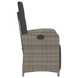 Chaise inclinable de jardin et repose-pied gris résine tressée 