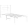 Cadre de lit métal sans matelas avec tête de lit blanc 80x200cm 