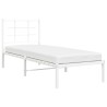 Cadre de lit métal sans matelas avec tête de lit blanc 80x200cm 