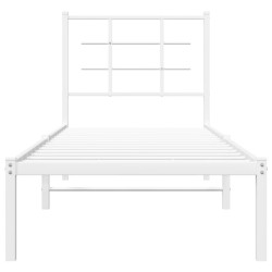 Cadre de lit métal sans matelas avec tête de lit blanc 80x200cm 
