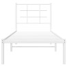 Cadre de lit métal sans matelas avec tête de lit blanc 80x200cm 