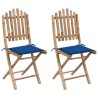 Chaises pliables de jardin lot de 2 avec coussins Bambou 