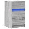 Armoire de chevet et lumières LED sonoma gris bois d'ingénierie 