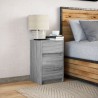 Armoire de chevet et lumières LED sonoma gris bois d'ingénierie 