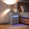 Armoire de chevet et lumières LED sonoma gris bois d'ingénierie 
