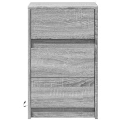 Armoire de chevet et lumières LED sonoma gris bois d'ingénierie 