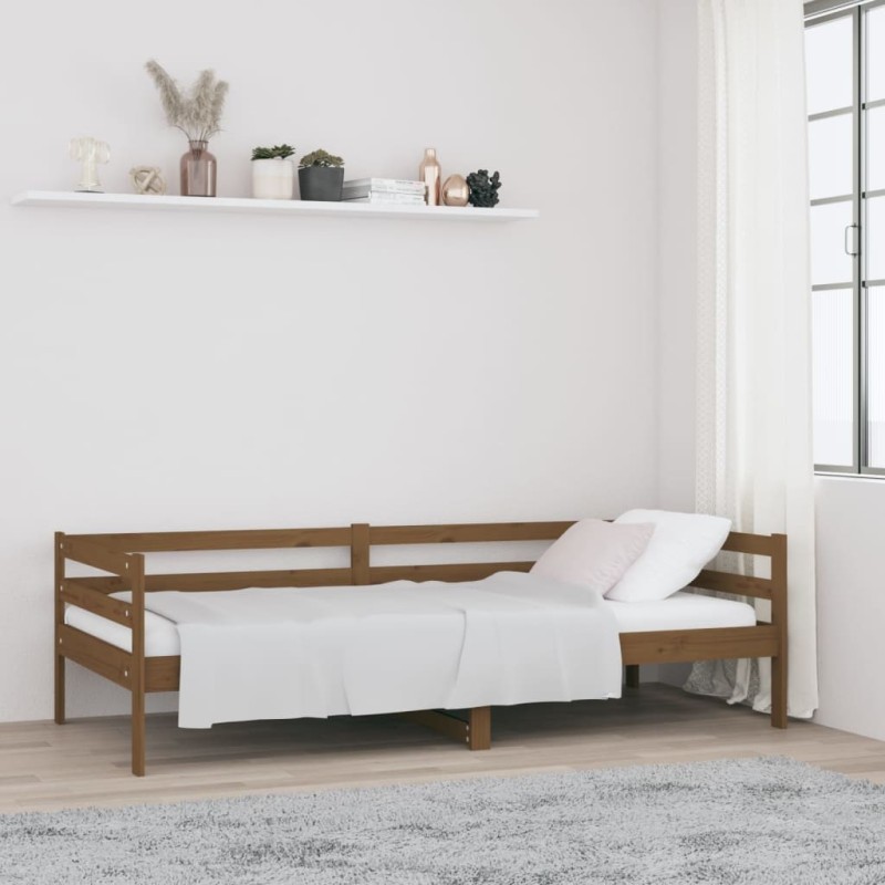 Lit de jour sans matelas marron miel 90x190 cm bois pin massif 