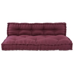 Coussin de canapé paletteavec support lombaire en tissu rouge 