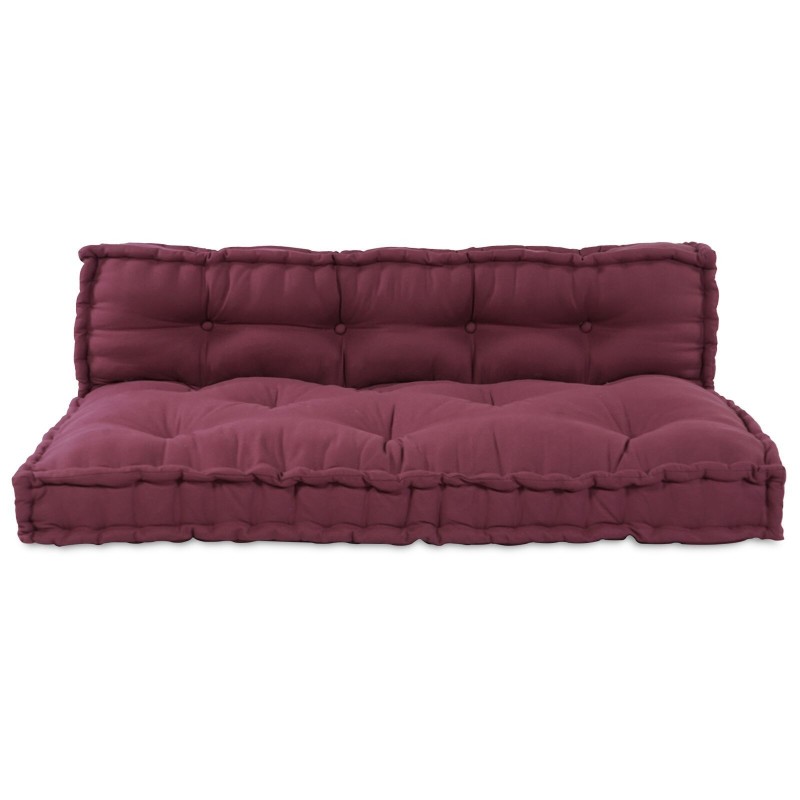 Coussin de canapé paletteavec support lombaire en tissu rouge 