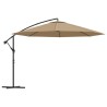 Parasol de jardin en porte-à-faux et poteau en aluminium taupe 