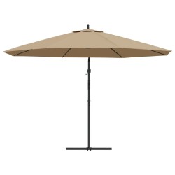 Parasol de jardin en porte-à-faux et poteau en aluminium taupe 