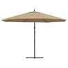 Parasol de jardin en porte-à-faux et poteau en aluminium taupe 