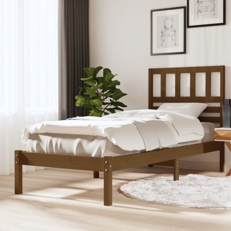 Cadre de lit sans matelas marron miel pin massif 100x200 cm 
