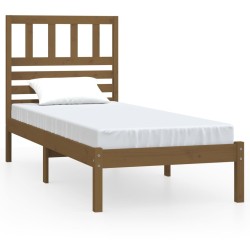 Cadre de lit sans matelas marron miel pin massif 100x200 cm 