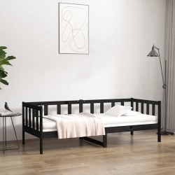 Lit de jour sans matelas noir 80x200 cm bois de pin massif 