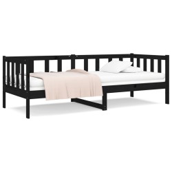 Lit de jour sans matelas noir 80x200 cm bois de pin massif 