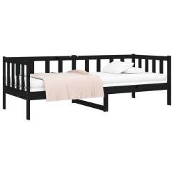 Lit de jour sans matelas noir 80x200 cm bois de pin massif 