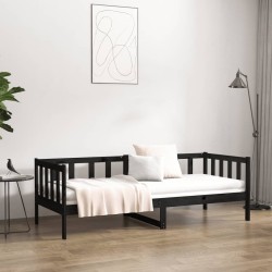 Lit de jour sans matelas noir 80x200 cm bois de pin massif 