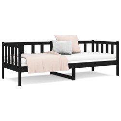 Lit de jour sans matelas noir 80x200 cm bois de pin massif 