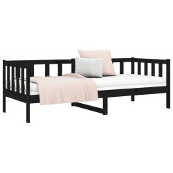 Lit de jour sans matelas noir 80x200 cm bois de pin massif 