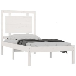 Cadre de lit sans matelas blanc 75x190 cm bois massif 