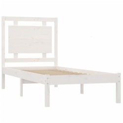 Cadre de lit sans matelas blanc 75x190 cm bois massif 