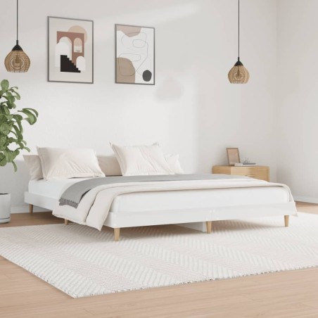 Cadre de lit sans matelas blanc brillant 200x200 cm 