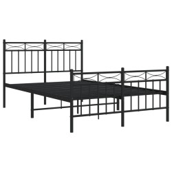 Cadre de lit métal sans matelas avec pied de lit noir 120x200cm 