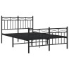 Cadre de lit métal sans matelas avec pied de lit noir 120x200cm 