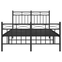 Cadre de lit métal sans matelas avec pied de lit noir 120x200cm 