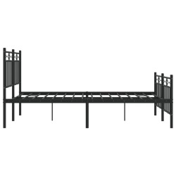 Cadre de lit métal sans matelas avec pied de lit noir 120x200cm 