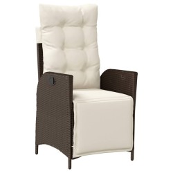Chaise inclinable de jardin repose-pied marron résine tressée 