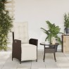 Chaise inclinable de jardin repose-pied marron résine tressée 