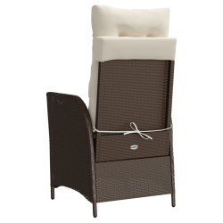 Chaise inclinable de jardin repose-pied marron résine tressée 