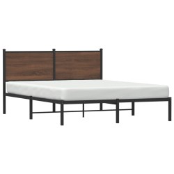 Cadre de lit en métal sans matelas chêne marron 137x190 cm 