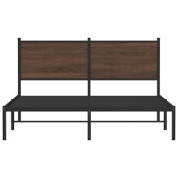 Cadre de lit en métal sans matelas chêne marron 137x190 cm 