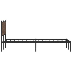 Cadre de lit en métal sans matelas chêne marron 137x190 cm 