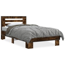 Cadre de lit sans matelas chêne fumé 75x190 cm 