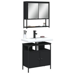 Ensemble de meubles salle de bain 2 pcs noir bois d'ingénierie 