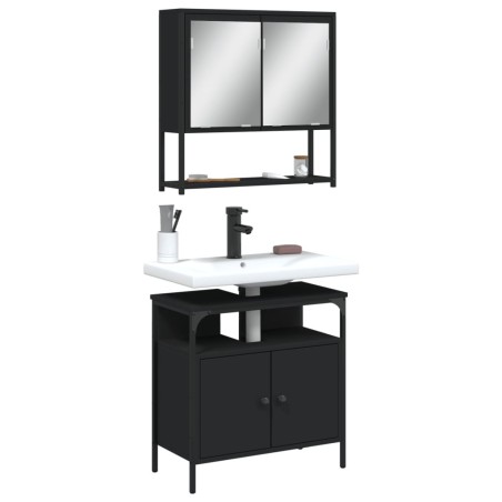 Ensemble de meubles salle de bain 2 pcs noir bois d'ingénierie 