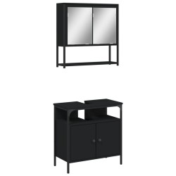 Ensemble de meubles salle de bain 2 pcs noir bois d'ingénierie 