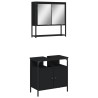 Ensemble de meubles salle de bain 2 pcs noir bois d'ingénierie 