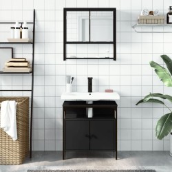 Ensemble de meubles salle de bain 2 pcs noir bois d'ingénierie 