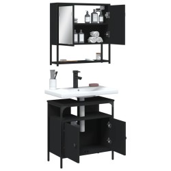 Ensemble de meubles salle de bain 2 pcs noir bois d'ingénierie 