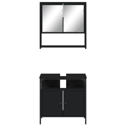 Ensemble de meubles salle de bain 2 pcs noir bois d'ingénierie 