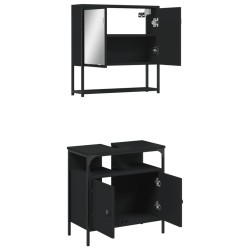Ensemble de meubles salle de bain 2 pcs noir bois d'ingénierie 