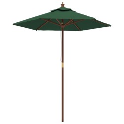 Parasol de jardin avec mât en bois vert 196x231 cm 