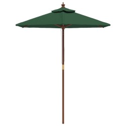 Parasol de jardin avec mât en bois vert 196x231 cm 