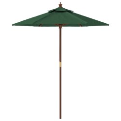 Parasol de jardin avec mât en bois vert 196x231 cm 